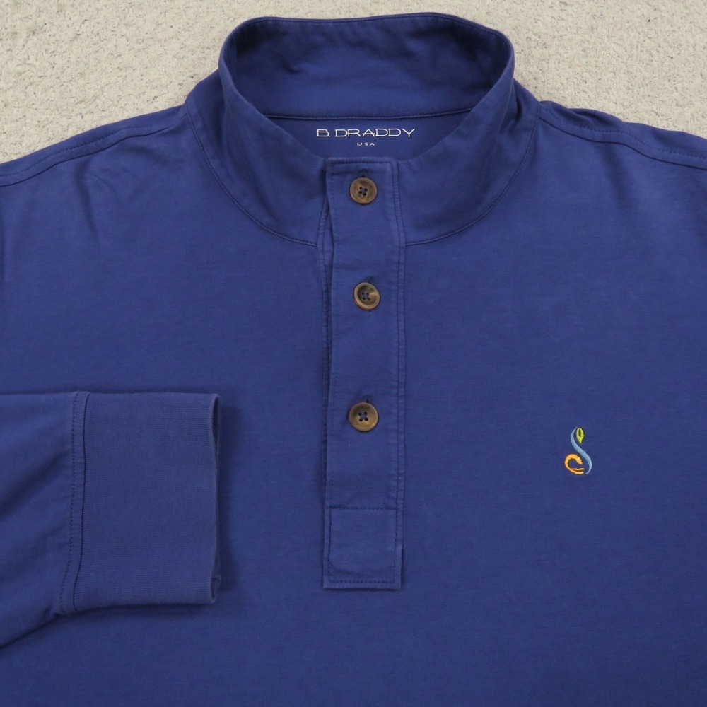 B Draddy Mens Large Streamsong Golf Resort Henley Sweater Blue P17-FR5669-BDL02